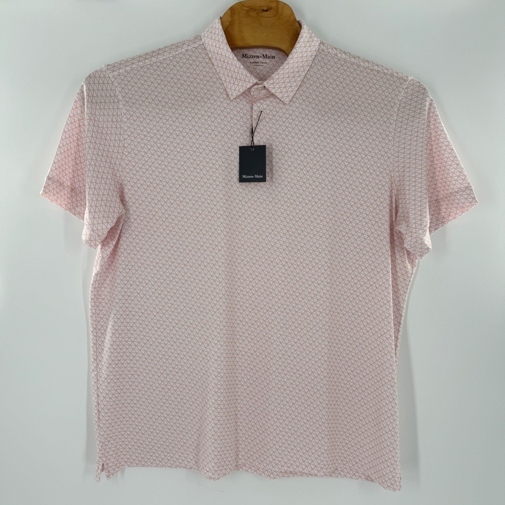 Mizzen+Main Mens XL Performance Polo Shirt Orange White Geometric Classic Fit